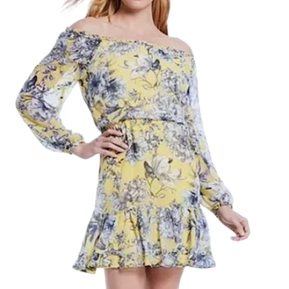 Tommy Hilfiger Yellow and Blue Humming Bird Floral Dress